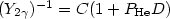 $({Y_{ 2\gamma }})^{-1}=C (1 + {P_{\rm He}}D)$