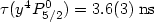 $\tau (y^4P^0_{5/2}) = 3.6 (3)\;{\rm ns}$